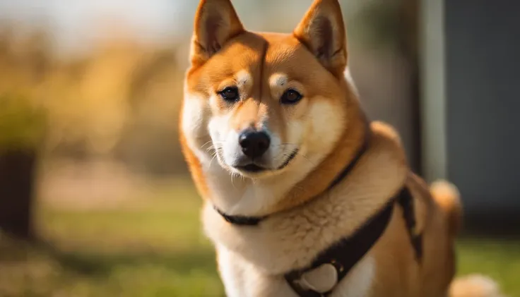 Smiling Shiba Inu looking straight ahead