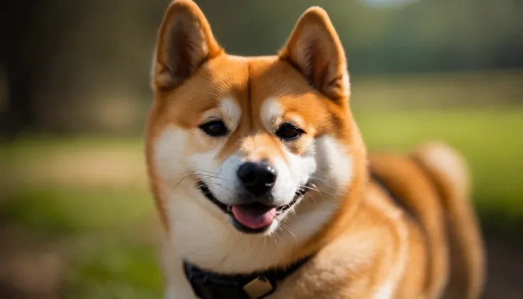 Smiling Shiba Inu looking straight ahead