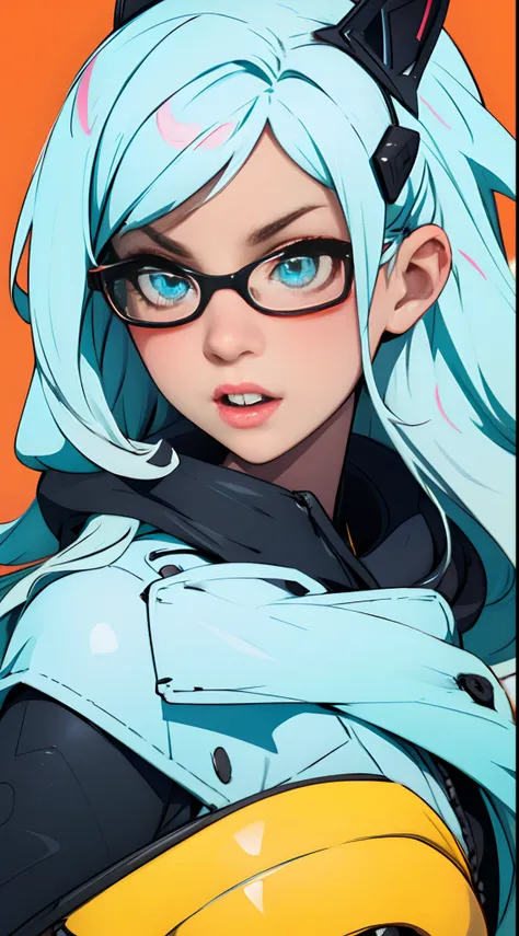 gamer　Flashy hair　female pervert　eye glasses