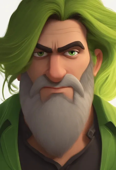 Personagem de desenho animado, homem de 27 anos olhos verdes cabelo preto e curto pele parada barba curta, personagem de desenho do mundo pixar