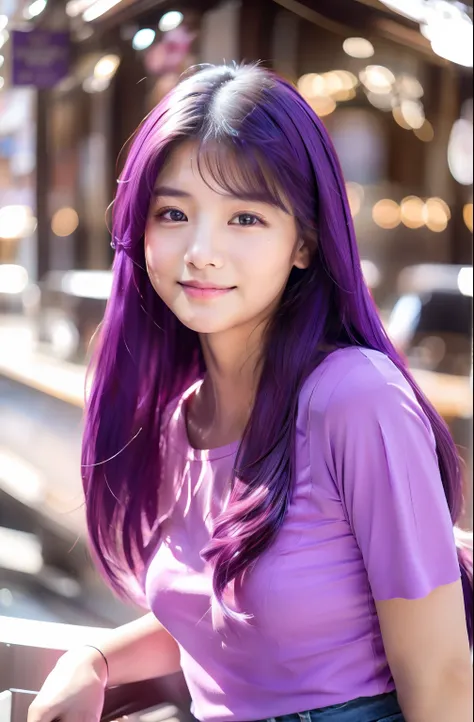 Asian woman in purple shirt posing for photo, young cute wan asian face, jaeyeon nam, Asian girl with long hair, Young Asian girl, Beautiful Asian girl,