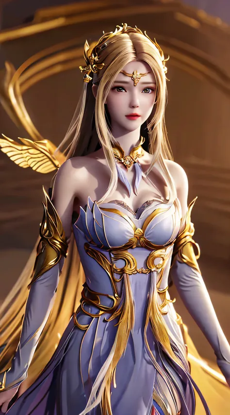 ((Masterpiece, Best quality;1.3)), ultra - detailed，plethora of colors，extremely detailed and beautiful background，1girll，独奏，highly detailed beautiful face，beautiful  face，Angelic，Detailed golden angel costume，Wings Angel，feater，Fantasy landscape，Epic,The ...