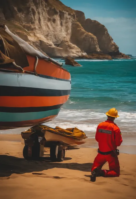 Um homem desaprecido encontrado pelos bombeiros em uma praia ,