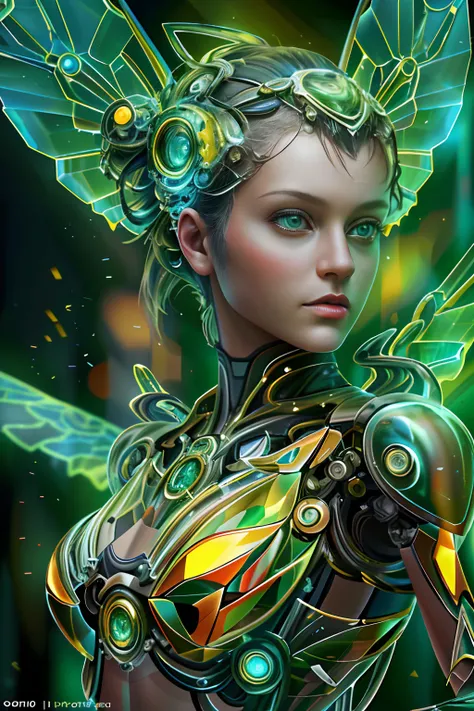 Translucent ethereal mechanical girl，Anjos futuristas，mechanical joints，Translucent mechanical wing，High-resolution portraits with vibrant colors and intricate details,awesome art. (best quality,4k,8k,A high resolution,master part:1.2),ultra-detalhado,(Rea...