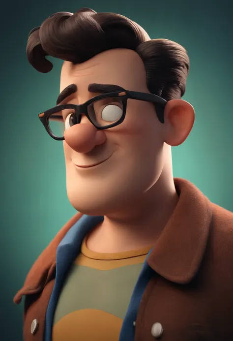 Cartoon character of a man wearing black glasses and a blue shirt, um personagem animado, Caractere estilizado, animation style rendering, 3D estilizado, Arnold Maya render, 3 d render stylized, toon render keyshot, Personagem 3D, Personagem 3D, 3d renderi...