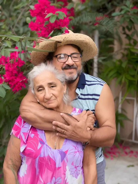 Theres a man and a woman hugging in front of a bush, momma and papa, imagem de perfil, imagem retrato, Reconfortante, artista desconhecido, Directed by: David Ruby, Directed by: Alejandro Obregon, Directed by: Kathleen Scott, Directed by: Bernie DAndrea, u...