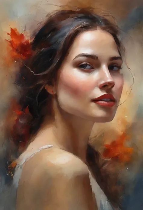 Impasto Oil Painting of a Woman, 20yr old、cute little、profile , stares at the camera,doa、fold hand with、  The background is outer space,Red Galaxy、 hyper - realistic oil painting. masterpiece artwork、wish、Reverent look、infp young woman、Dark hair、Line Light...