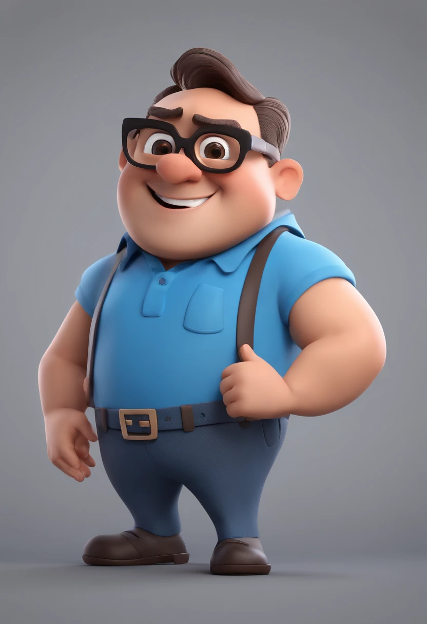 Cartoon character of a man with black glasses and a blue shirt, animation character, Caractere estilizado, animation style rendering, 3D estilizado, Arnold Maya render, 3 d render stylized, toon render keyshot, Personagem 3D, Personagem 3D, 3d rendering st...