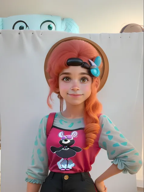 Menina em pose transformar e estilo Cartoon Disney Pixar