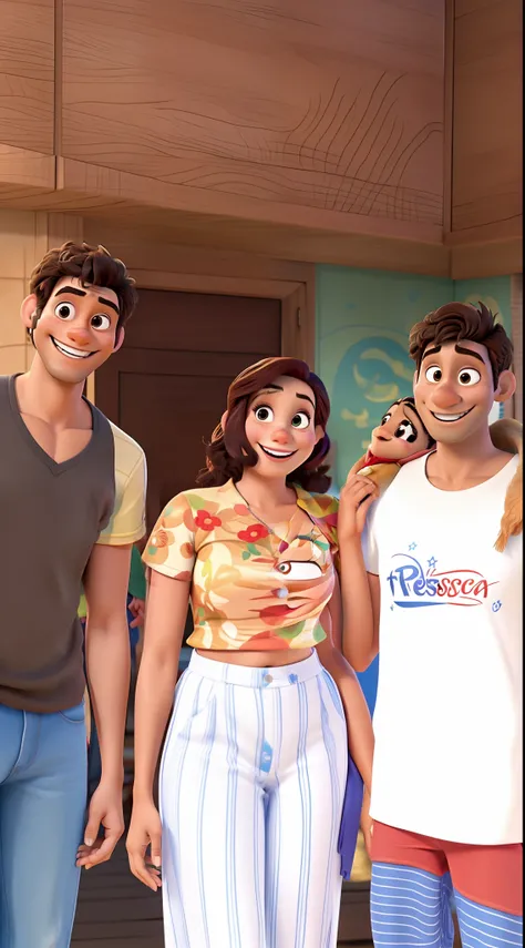 tres pessoas felizes pela sua amizade, estilo disney pixar, alta qualidade