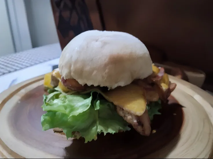 Theres a sandwich with meat and cheese on a plate, chicken sandwich, burger, cheeseburguer, burger on a plate, Directed by: Nandor Soldier, burger, big juicy burger, burger with a mouth, Tomado com Sony Alpha 9, sandwich, by Amelia Peláez, Directed by: CeF...