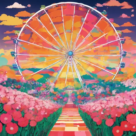 Flower fields under the Ferris wheel