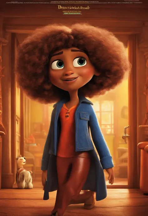 um poster de filme 3d da pixar  de Uma garota com cabelo preto longo e a cor da pele morena com texto Eli a garota que tinha um sonho a realizar