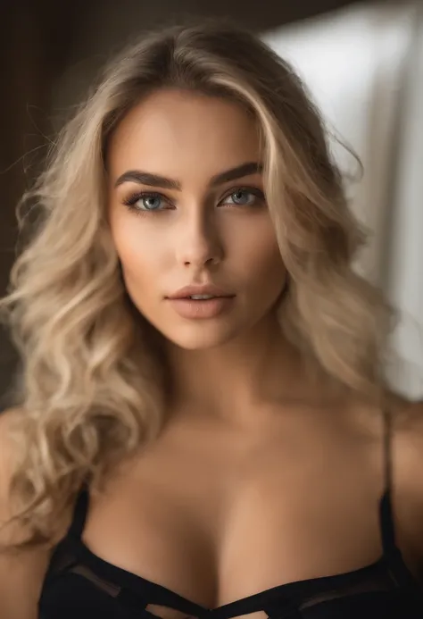 Oman with matching tank top and panties, fille sexy aux yeux bleus, Portrait Sophie Mudd, Portrait de Corinna Kopf, cheveux blonds et grands yeux, selfie of a young woman, ohne Maquillage, maquillage naturel, Look directly into the camera, Visage avec Artg...