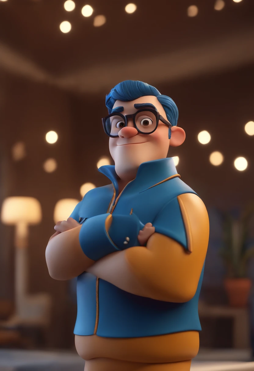 Cartoon character of a man wearing black glasses and a blue shirt, um personagem animado, Caractere estilizado, animation style rendering, 3D estilizado, Arnold Maya render, 3 d render stylized, toon render keyshot, Personagem 3D, Personagem 3D, 3d renderi...