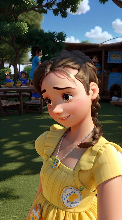 uma menina 10 anos estilo disney pixar, alta qualidade, melhor qualidade