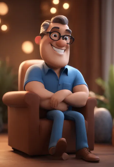 Cartoon character of a man with black glasses and a blue shirt, animation character, Caractere estilizado, animation style rendering, 3D estilizado, Arnold Maya render, 3 d render stylized, toon render keyshot, Personagem 3D, Personagem 3D, 3d rendering st...