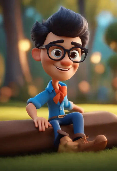 Cartoon character of a man wearing black glasses and a blue shirt, um personagem animado, Caractere estilizado, animation style rendering, 3D estilizado, Arnold Maya render, 3 d render stylized, toon render keyshot, Personagem 3D, Personagem 3D, 3d renderi...