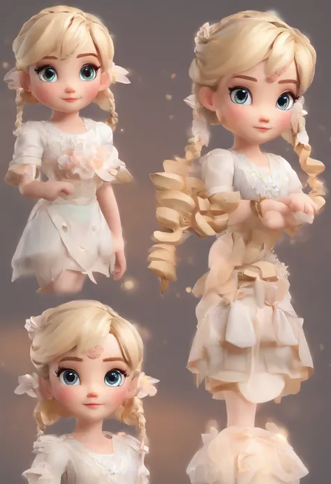 best quality, master part, fotorrealista, extremamente detalhado CG unidade 8k papel de parede, Chibi,1girl, Elsa,sozinho, cheio_corpo, sorrir, Olhando_em_visualizador, ao ar livre,