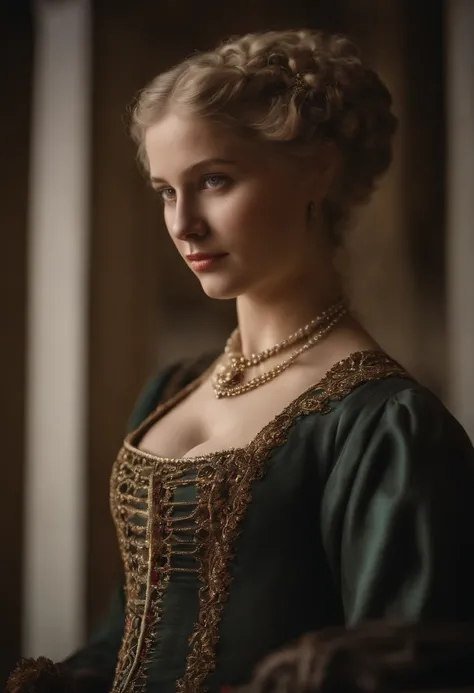 Imagem de um menino Valois, a young French courtesan of the sixteenth century of the fourteenth century, de 16 anos, com sua beleza e charme . Blonde with white hair and beautiful expressive blue curly eyes with small strands and braids. She is dressed in ...