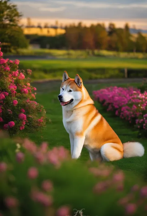 akita inu hachiko ao lado de seu dono