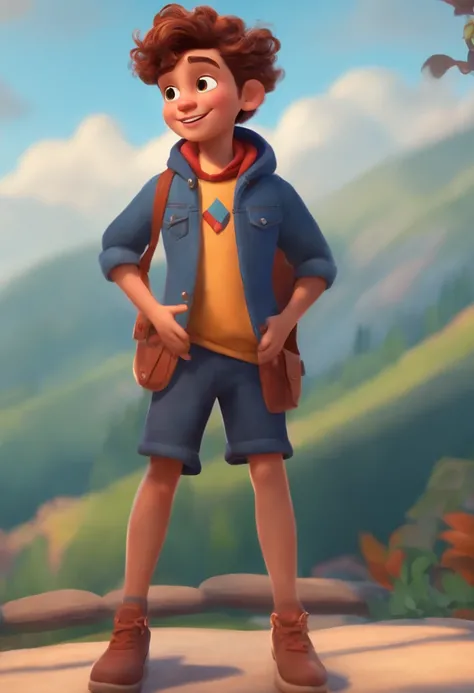 Image of a boy for a story in a YouTube video in Pixar format, Hes the little allabester, Hes the class leader, Hes outgoing, Playful and gets up for a lot of things, cabelo curto