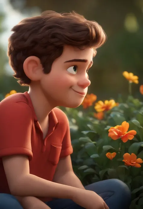 Um homem sorrindo estilo Disney Pixar, alta qualidade, melhor qualidade