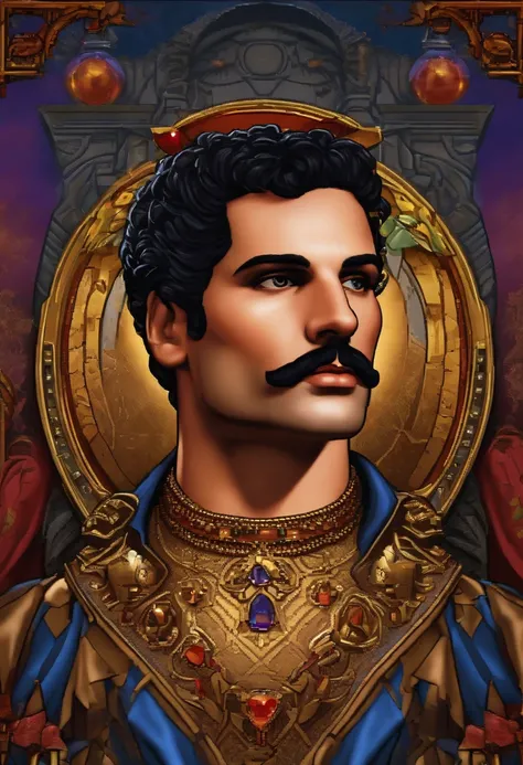 Fred Mercury pixel version in the style of the rpg games of the 90s.