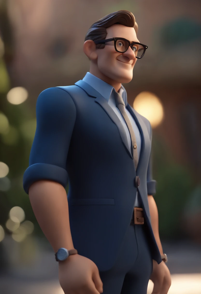 Cartoon character of a man wearing black glasses and a blue shirt, um personagem animado, Caractere estilizado, animation style rendering, 3D estilizado, Arnold Maya render, 3 d render stylized, toon render keyshot, Personagem 3D, Personagem 3D, 3d renderi...