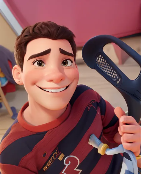 Um jovem sorrindo estilo Disney Pixar, alta qualidade, melhor qualidade