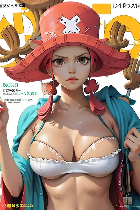 masterpiece, best quality, spring outfit, , outdoor, magazine cover ,upper body, ((chopper)) ((onepiece)) , good hands, chopper one piece, onepiece, big breast.