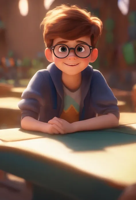 Image of a boy for a story in a YouTube video in Pixar format, Hes the little allabester, Hes the class leader, Hes outgoing, Playful and gets up for a lot of things