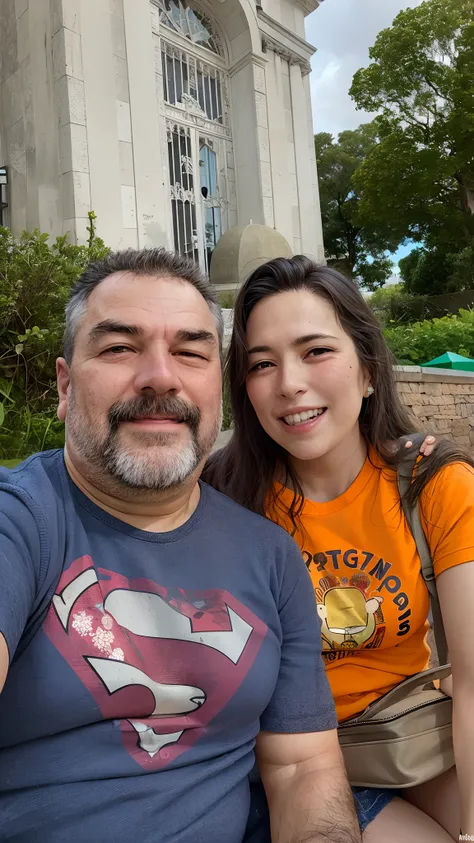 Theres a man and a woman sitting together in front of a building, In Sao Paulo, Directed by: Nandor Soldier, em jardins de maconha, momma and papa, album photo, imagem de perfil, belos arredores, Casal feliz, david rios ferreira, divertindo-se, foto de per...