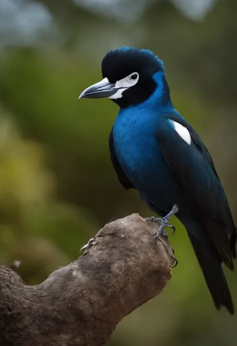 Blue coast bird with white belly and black mask, alta qualidade, fundo com pequenas flores