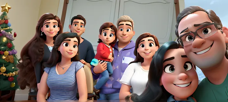 Um familia branco, post disney pixar, contra o pano de fundo Disney Pixar, alta qualiade, melhor qualidad