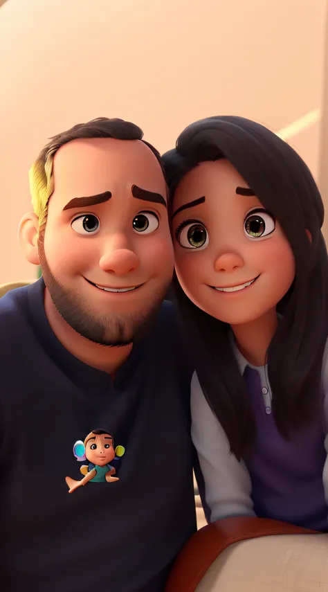 Pai com seus dois filhos estilo pixar, alta qualidade, melhor qualidade