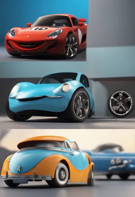 Desenho animado no interior de uma fabrica de produtos de limpeza automotiva, Caractere estilizado, 25 personagens uniformizados na cor azul, animation style rendering, 3D estilizado, Arnold Maya render, 3D stylized rendering , toon render keyshot, Persona...