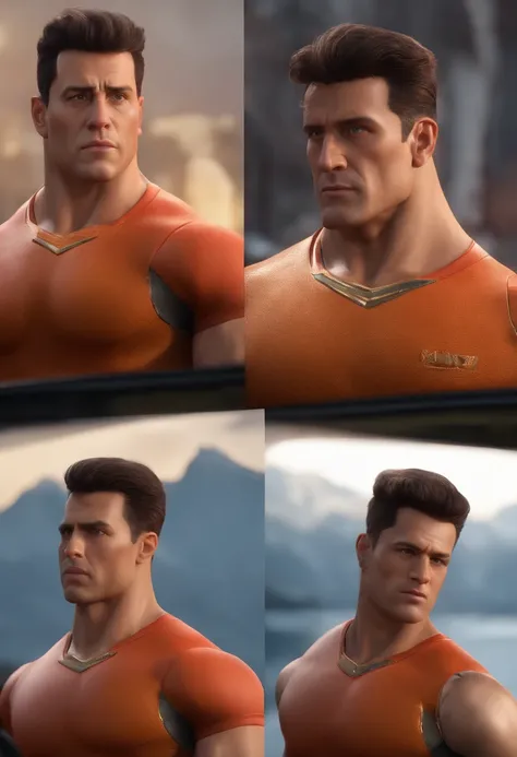 Personagem de desenho animado de um homem ao redor dos 20 anos, brasileiro, Short hair with a gradient topknot on the sides, roupa esportiva de inverno, um personagem animado, Caractere estilizado, animation style rendering, 3D estilizado, Arnold Maya rend...