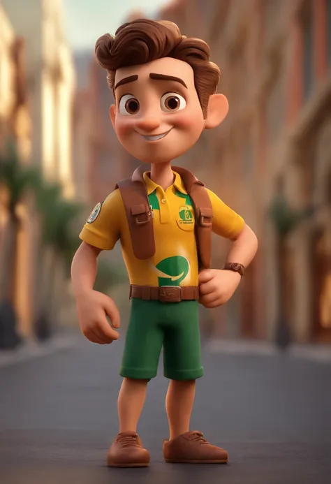 personagem dos desenhos animados de um homem, gordinho, barba lisa, and a green Petrobras shirt , animation character, Caractere estilizado, animation style rendering, 3D estilizado, Arnold Maya render, 3 d render stylized, toon render keyshot, Personagem ...