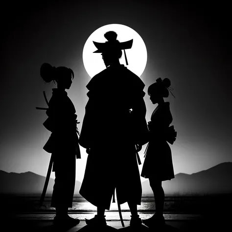 Sad, samurai, silhouette