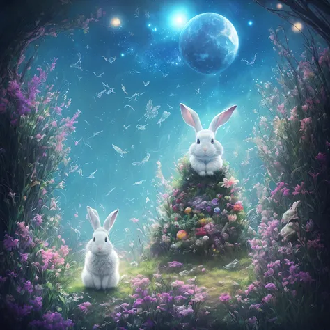 There are lonely rabbits。Dream in an endless psychedelic world