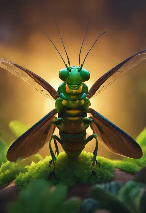 Anthropomorphic, a dancing locust in the style of Disney animation, flat, vectorized, 8k resolution, masterpiece, and super detailed.