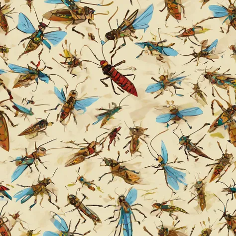 Anthropomorphic, Dancing locusts in the style of Disney animation, flat, vectorised, 8K resolution, Masterpiece, and super detailed.