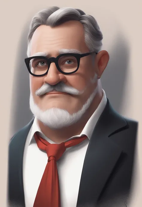 Disney Pixar character of a man with round black glasses and a white shirt, animation character, Caractere estilizado, animation style rendering, 3D estilizado, Arnaldo Maya rend