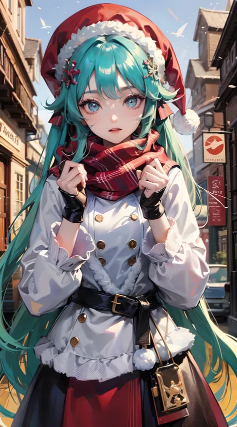 Absurdres masterpiece HDR high quality picture of Hatsune Miku, very young age girl 14 years old with detailed face, simple hair design , beautiful face, hands on waist and hands are hiding in her hair and clothes , very long hair, ((random hair style:1 ))...