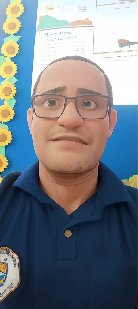 Man in blue shirt and glasses in front of a bulletin board, Homem de 4 0 anos, Mohamed Chahin, 38 anos, taken in the early 2020s, 3 6 anos, (38 anos), 3 2 anos, Ronaldo Nazario, 2 7 anos, Thawan Duchanee