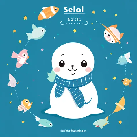 Seal, white and cute, illustration