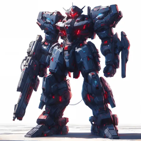 (masutepiece, Best Quality), Ultra-detailed, Anime style, Blue and red armor at night, Stand in the desert in a mobile suit, red eyes glowing, Heavily armed aircraft, Heavily armed, Rear Weapon Unit, Very large, Digital Painting, 8K High Resolution, trend ...