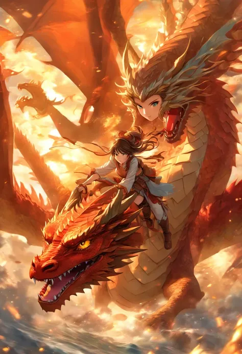 A beautiful woman riding a dragon