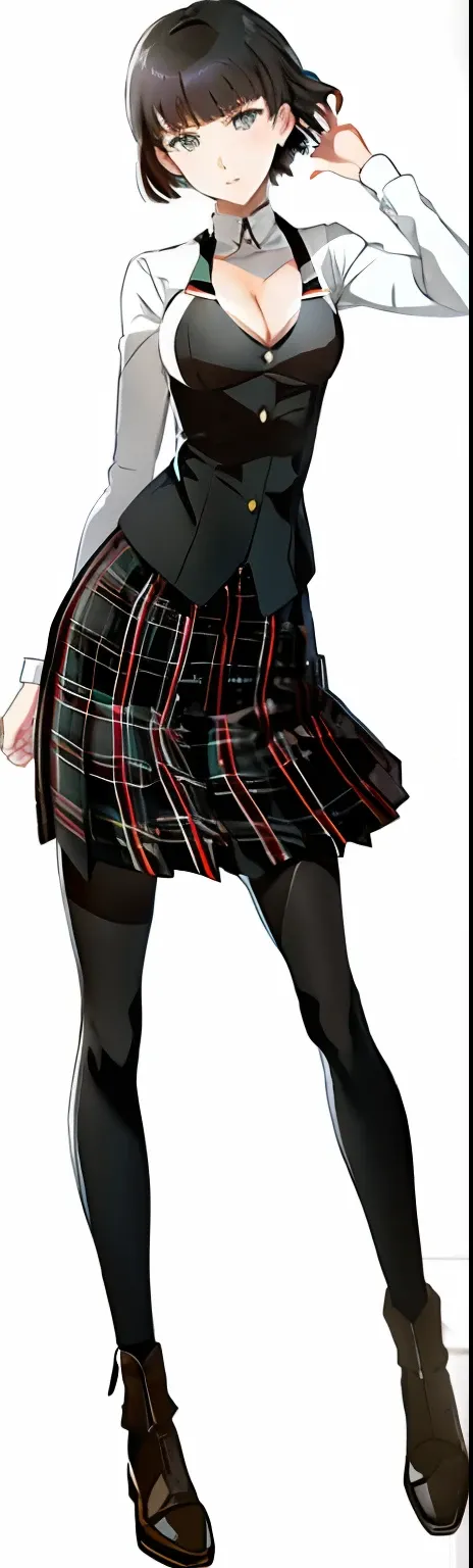 makoto niijima from persona 5 in her school  uniform with black tights